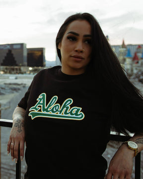 ALOHA A'S Black Tee