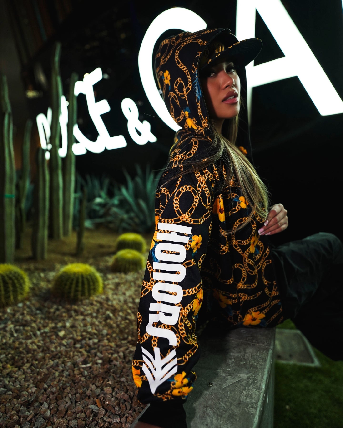 HONORS X IN4MATION ZIP UP HOODIE- BLACK/ GOLD