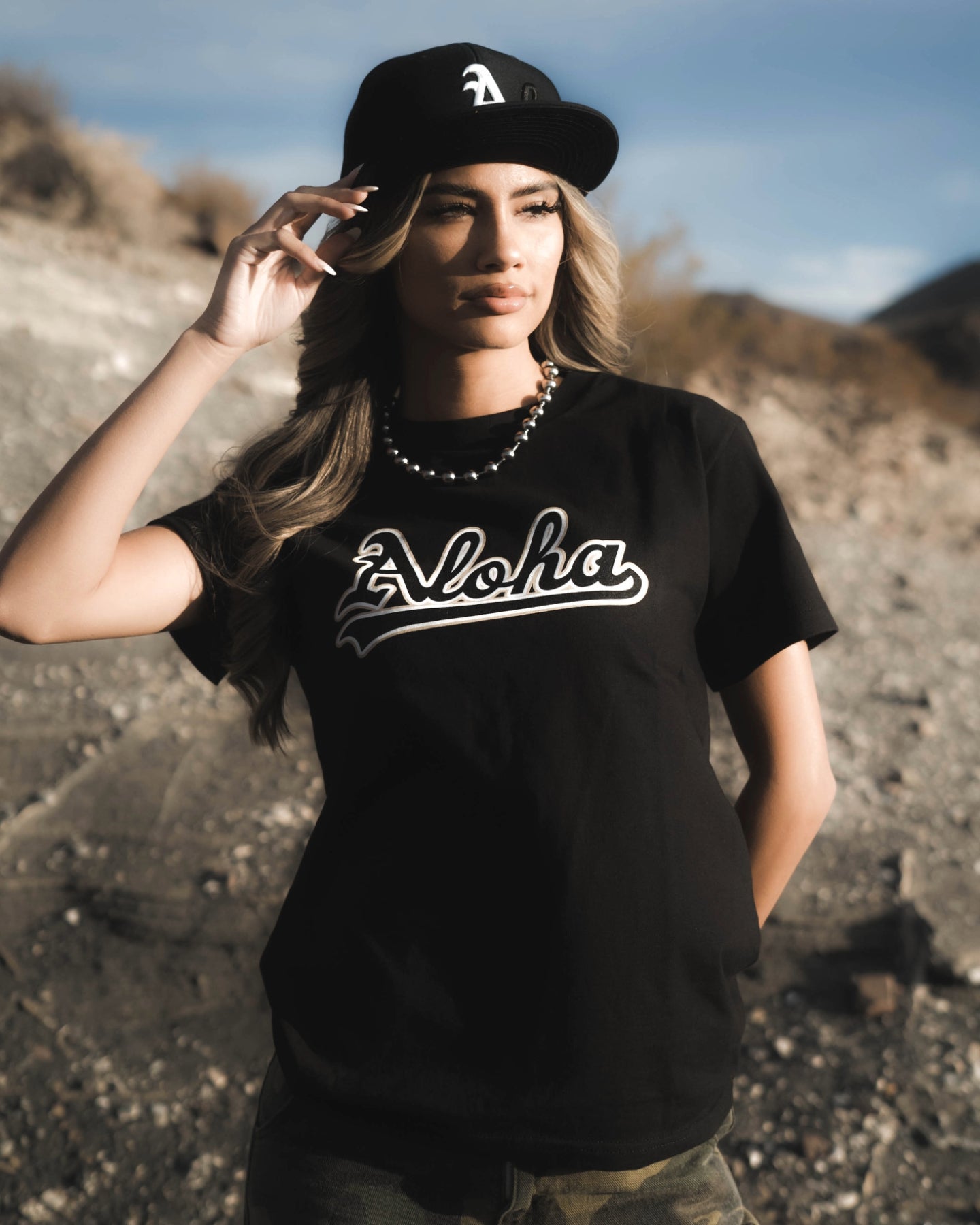 ALOHA A'S TEE - BLACK & TAN