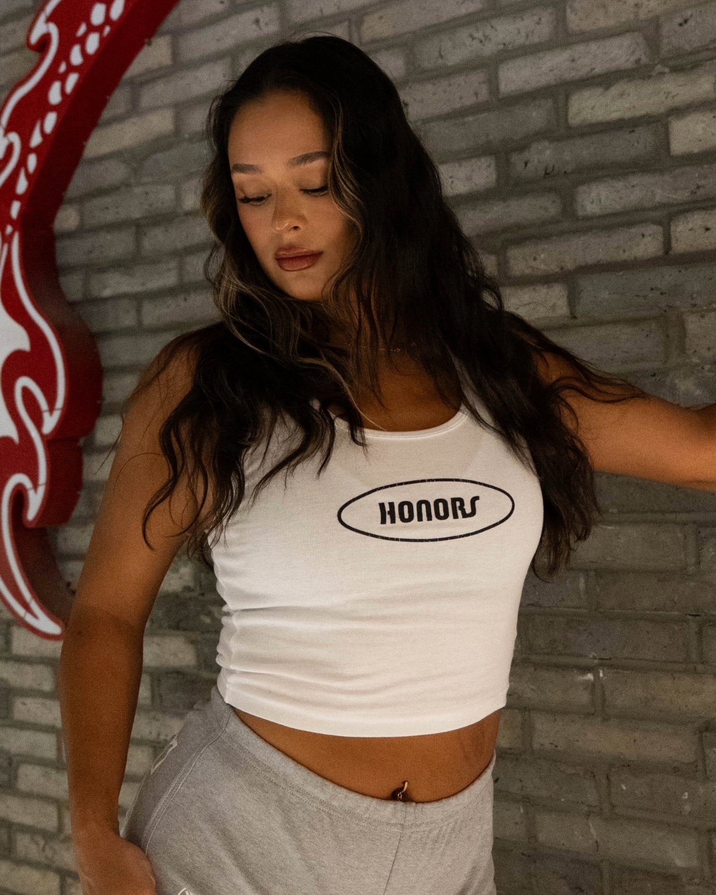 HONORS WOMENS CROP TANK- WHITE