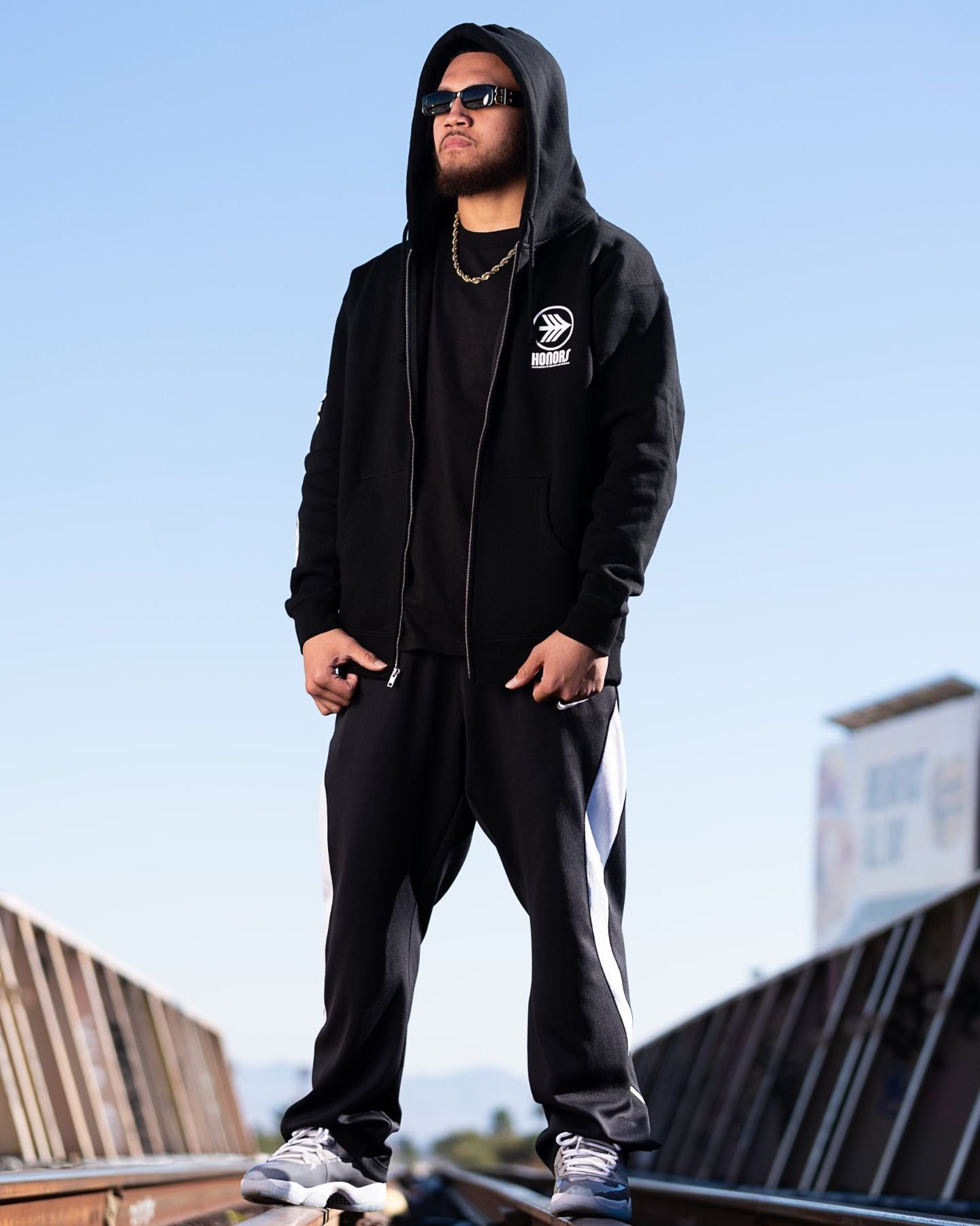 Logo Zip Up Hoodie - Black