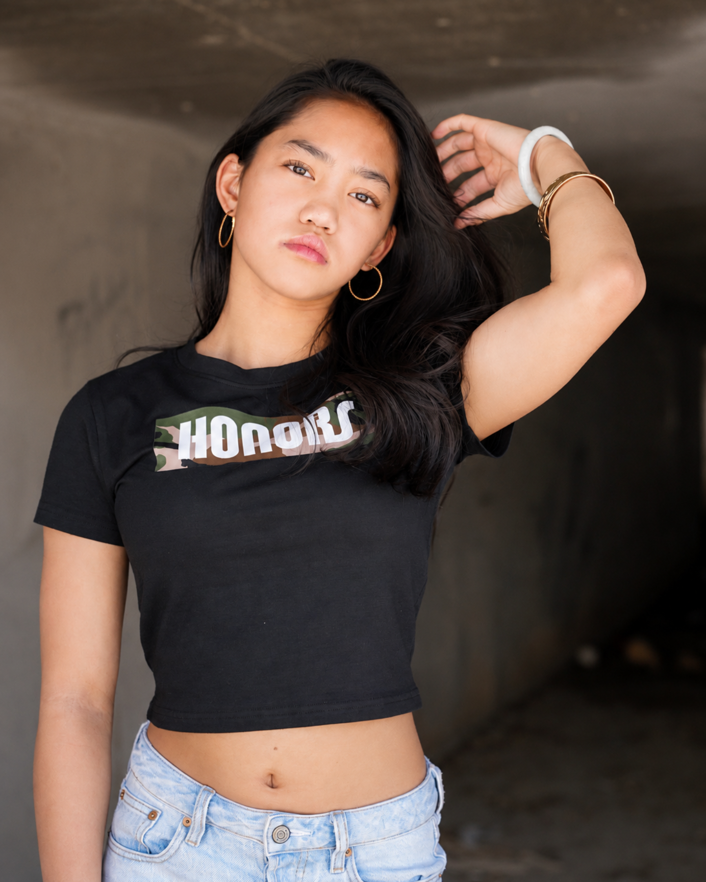 WOMENS BOX LOGO CAMOUFLAGE CROP TOP