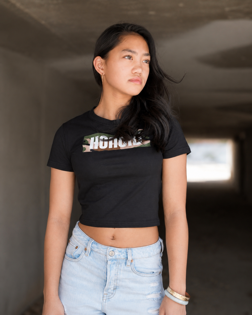 WOMENS BOX LOGO CAMOUFLAGE CROP TOP