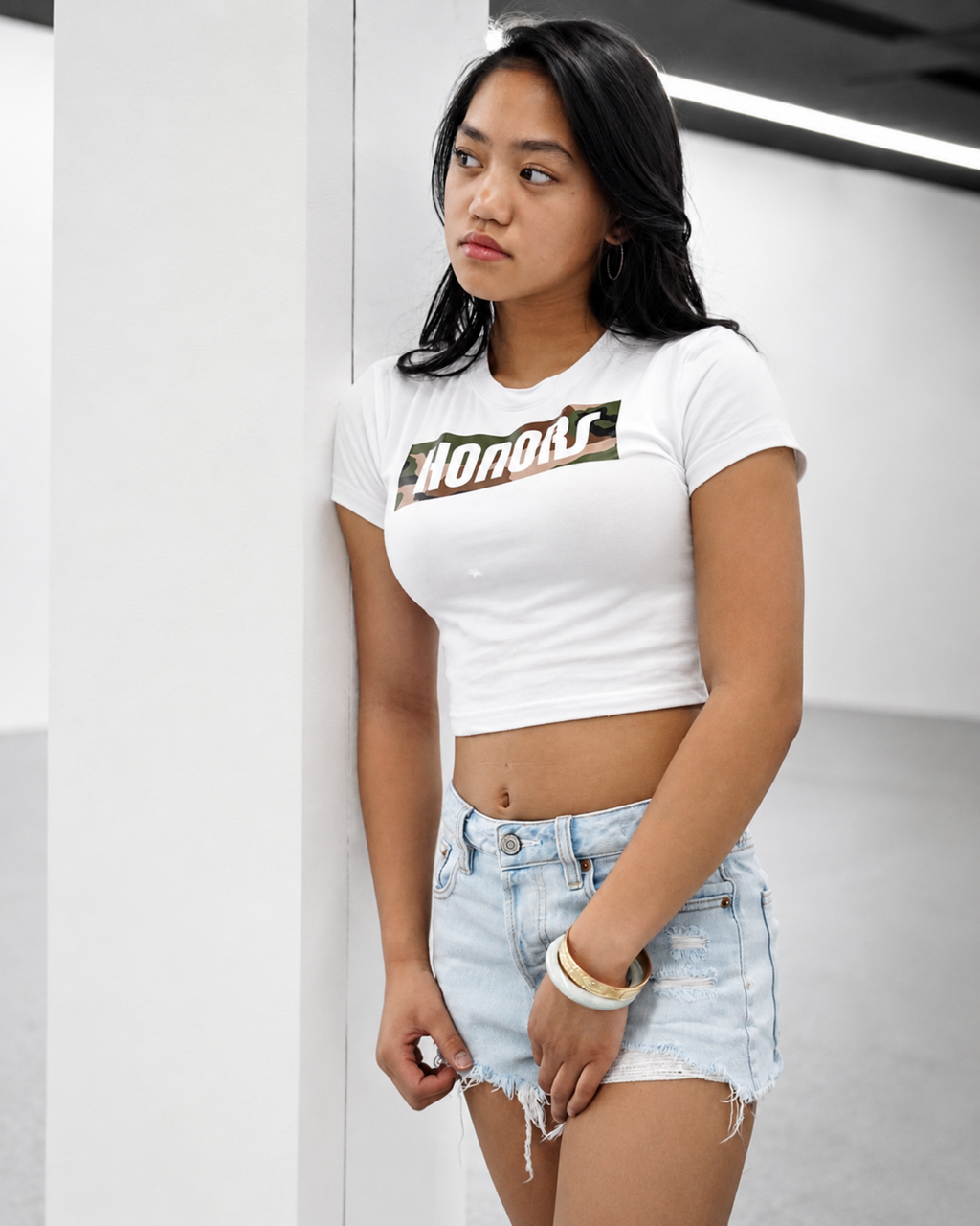 WOMENS BOX LOGO CAMOUFLAGE CROP TOP