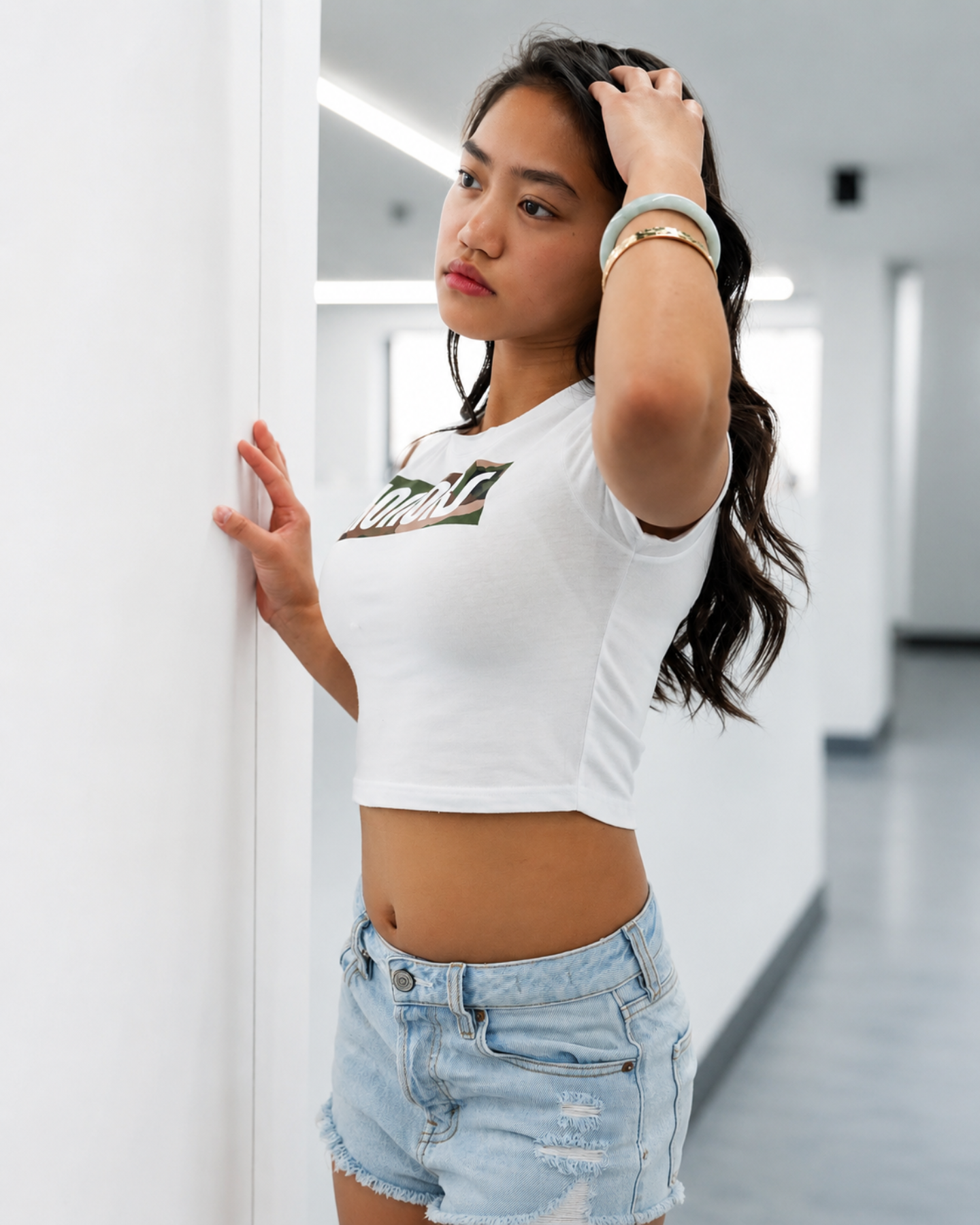 WOMENS BOX LOGO CAMOUFLAGE CROP TOP