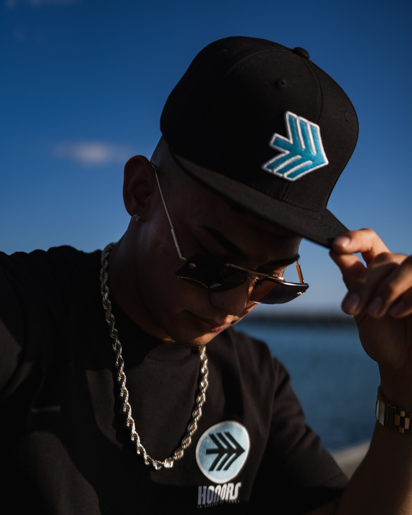 Three Point Snapback - Black/Sky Blue